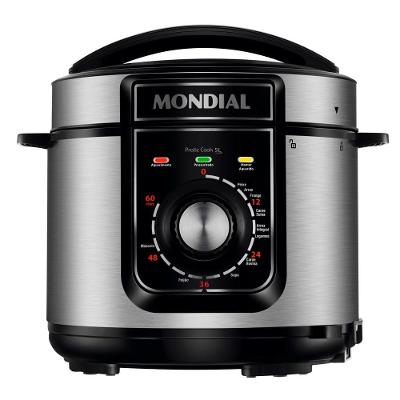 Panela de Pressão Elétrica de Pressão Mondial Pratic Cook 5L Premium I 900W Preto-Inox 110V