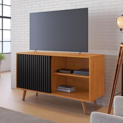 Rack para TV Até 43 Polegadas CRJCM-RCK004 MDP MDF Porta de Correr Retrô Cinamomo Preto Multimóveis