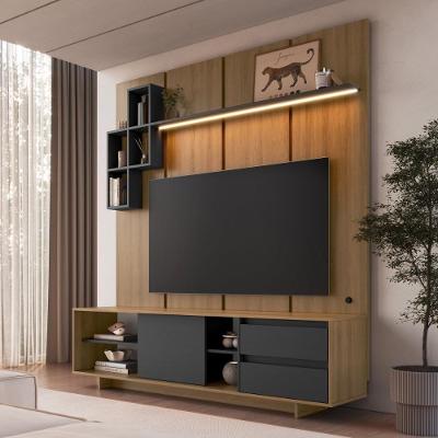 Rack Painel para TV 55" 180CM MDP com LED Mel Grafite Multimóveis