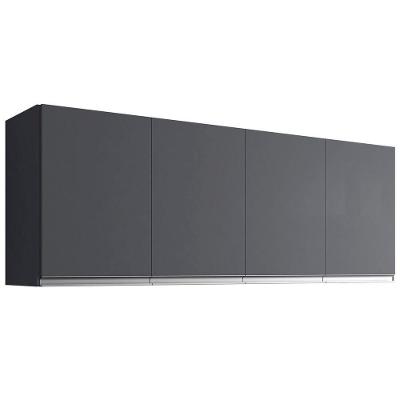 Armário Aéreo de Cozinha Juliana 150CM 4 Portas MDF-MDP Cinza AJL Móveis