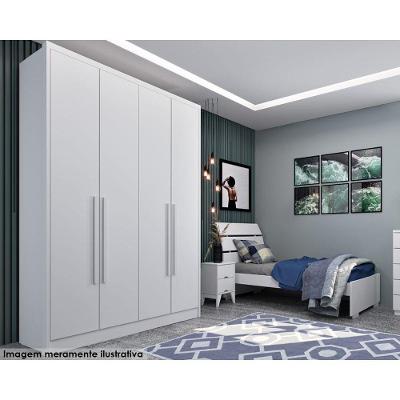 Guarda Roupa Solteiro Dinamarca 4 Portas 2 Gavetas MDF MDP Neve Tcil Móveis