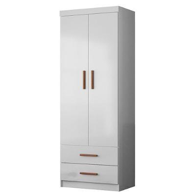 Guarda Roupa Solteiro Bella 2 Portas de Bater 3 Gavetas Nature-Branco Peternella Móveis