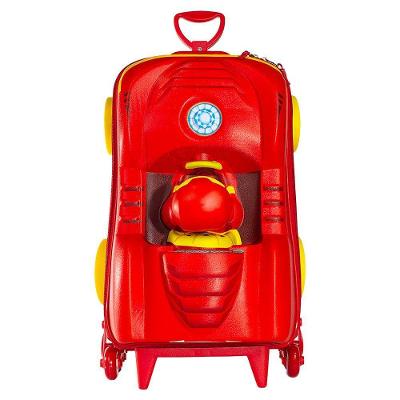 Mala Infantil 20L Poliester Homem de Ferro 3D com Rodinhas Vermelha Max Toy