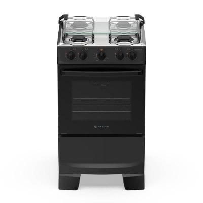 Fogão 4 Bocas Piso Atlas Coliseum Plus Mesa Inox Automático Preto Bivolt