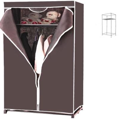 Guarda Roupa Solteiro Arara Portatil Prateleira Cabideiro Metal Organizador Marrom 55CM