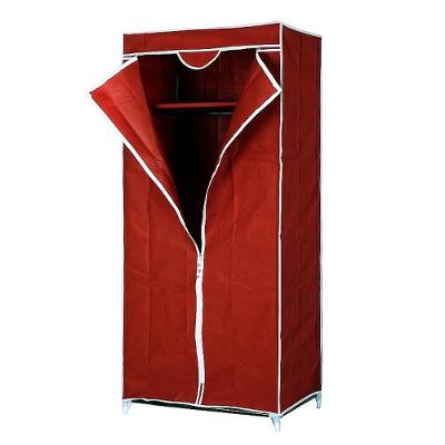 Guarda Roupa Portátil Organizador Zíper 1 Porta Plástico Cabideiro Prateleira Sapateira Vinho