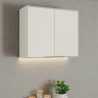 Armário Aéreo de Cozinha Fineze 2 Portas 1 Prateleira MDF 80CM Areia Móveis Henn