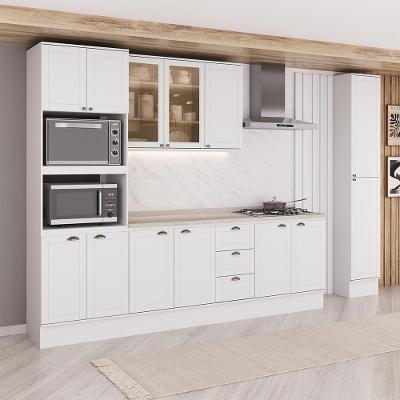 Cozinha Completa Modulada Milla Zoe 13 Portas 3 Gavetas MDF 360CM Branco Móveis Carraro