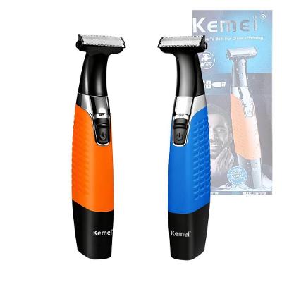 Máquina de Barbear Kemei Trimmer Lâmina Aço Inox Recarregável à Prova D'água Azul 110V