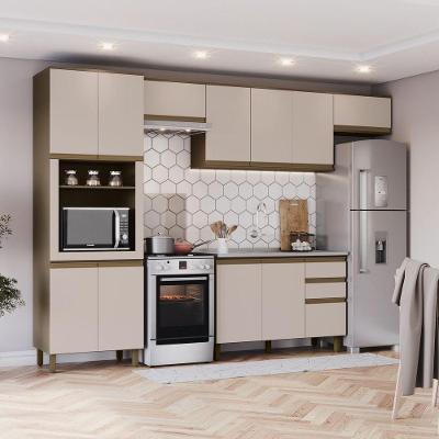 Cozinha Compacta 5 Peças com Torre Quente Lora 12 Portas MDF Duna e Cristal Casa 812