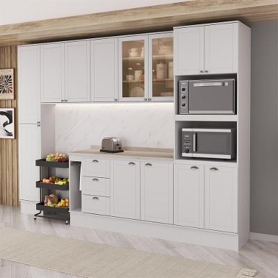 Cozinha Completa com Balcão Milla Modern Quad 13 Portas 3 Gavetas MDF Branco Móveis Carraro