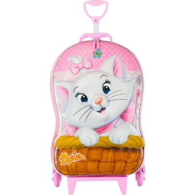 Mala Infantil 20L Poliester Gatinha Marie 3D com Rodinhas Multicolorida