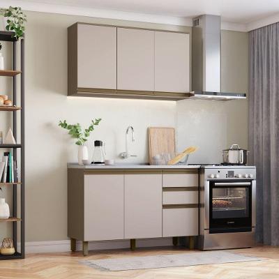 Cozinha Compacta 2 Peças Connect 6 Portas 3 Prateleiras MDF 120cm Duna Cristal