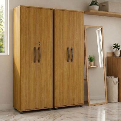 Armário Multiuso Caio 2 Portas 4 Prateleiras MDP 60CM Cinamomo Kit 2 Unidades