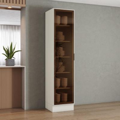 Cristaleira Fineze 1 Porta 5 Prateleiras MDF Vidro Reflecta Areia Móveis Henn