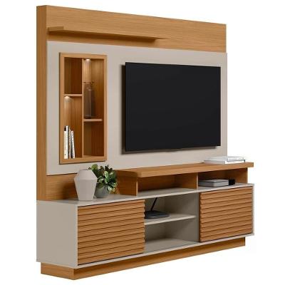 Estante Painel para TV Dora L06 60 Pol 200CM com LED Nature Off White Mpozenato