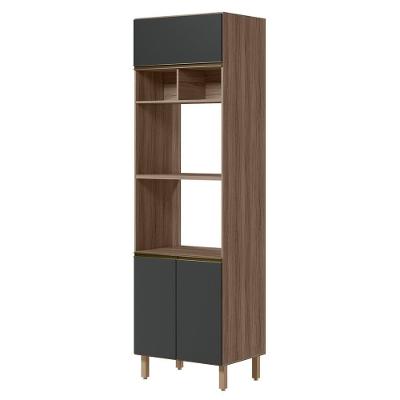 Torre Quente para Forno e Micro-ondas Kali Premium 2 Portas MDF 70CM Carvalho Toq Chumbo