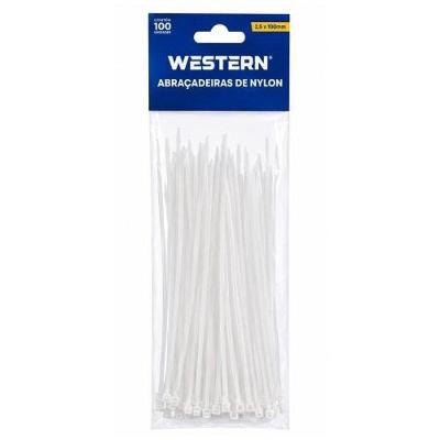 Abraçadeira ABRACADEIRA BR 2,5X100MM JG C-100 para Fixação e Organização Branco Jogo com 100 Peças