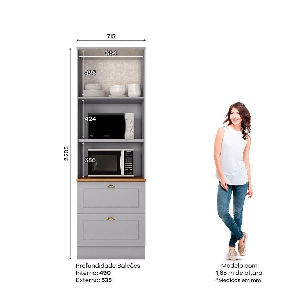Paneleiro Torre Quente 2 Fornos Amy Casa 812 Cinza - 4