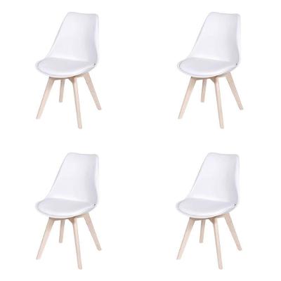 Kit 4 Cadeiras Eames Saarinen Joly Polipropileno Assento Estofado Pu Branco Todos Móveis
