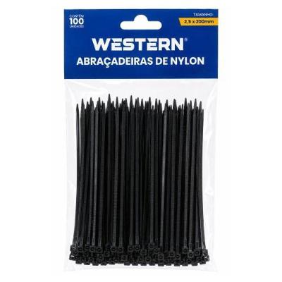 Abraçadeira Abraçadeira Preta 2,5X200MM Fixação Firme Jogo com 100 Peças Preto Nylon Etilux