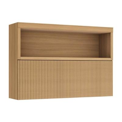 Armário Aéreo de Cozinha Modulado com Nicho Marquesa 120CM 1 Porta Basculante MDF Marrom Nesher