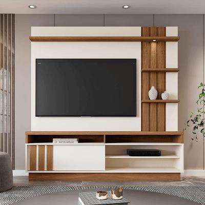 Home para TV Home Mariana 55 180CM MDP MDF com Nichos Iluminação LED Off White Amendoa Mobler
