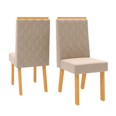 Cadeira para Mesa de Jantar Sara MDF MDP Veludo Creme Kit 2 Peças DJ Móveis