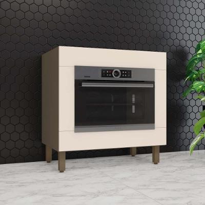 Balcão de Cozinha para Forno de Embutir Lora 2 Portas 1 Prateleira MDF 80cm Duna Cristal