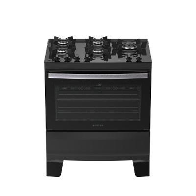 Fogão de Piso 5 Bocas Gás Atlas Agile Up Glass TC Vidro Temperado Preto Bivolt