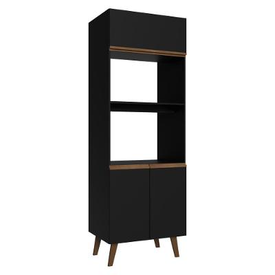 Armário Torre Quente Pieta 3 Portas MDP 70CM Preto Madesa