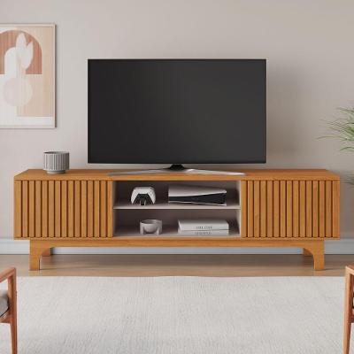 Rack para TV Até 70 Polegadas CRJCM-RCK005 MDP-MDF com 2 Portas Ripadas e Nichos Cinamomo-off White