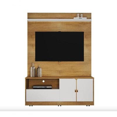 Home Theater Monza para TV 55 Cinamomo-Off-White MDP com Portas Usinadas Rodizio Valdemóveis