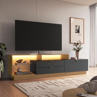 Rack para TV Até 55" com LED 1 Porta 2 Gavetas MDP Mel-Grafite Multimóveis 200CM