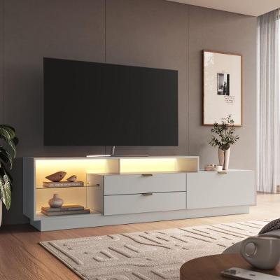 Rack para TV Até 55" com LED 1 Porta 2 Gavetas MDP Fosco Bege Multimóveis