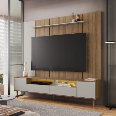 Rack com Painel para TV Até 75 Polegadas CRART-RCP001 MDP com Iluminação LED Mel Arenas Multimóveis