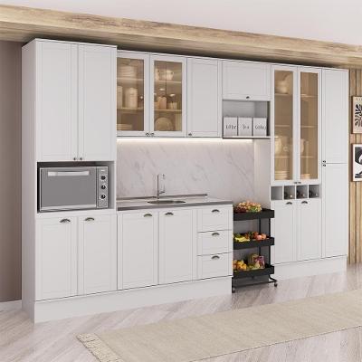 Cozinha Completa com Balcão Milla Versa 16 Portas 3 Gavetas MDF Branco Móveis Carraro