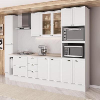 Cozinha Completa com Balcão Milla Mia Vita 11 Portas 5 Gavetas MDF Branco Móveis Carraro
