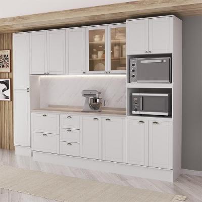 Cozinha Completa com Balcão Milla City Trio 13 Portas 5 Gavetas MDF Branco Móveis Carraro