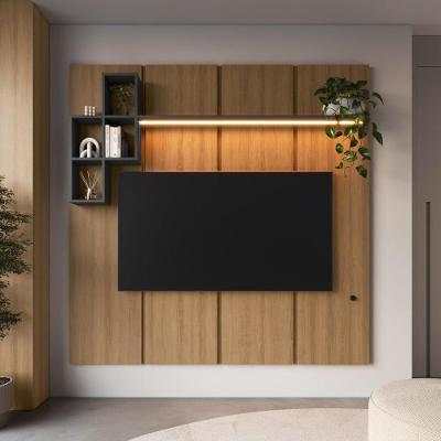 Painel para TV Até 55 Polegadas 180CM MDP com Nicho Mel-Grafite Multimóveis