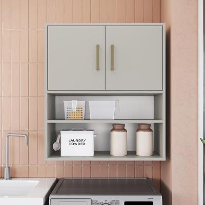 Armário de Lavanderia Aéreo CRART-ARM004 2 Portas Nichos MDP 69CM Bege Multimóveis