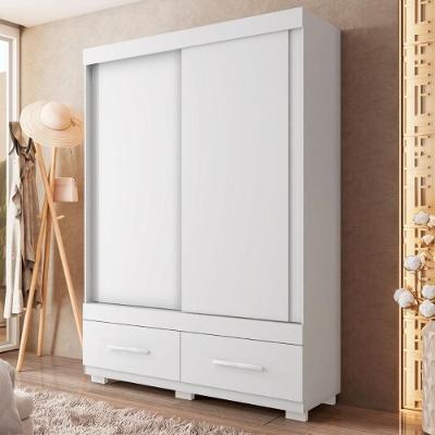 Guarda Roupa Casal Sereno Classic 2 Portas de Bater 2 Gavetas MDP Branco Casah