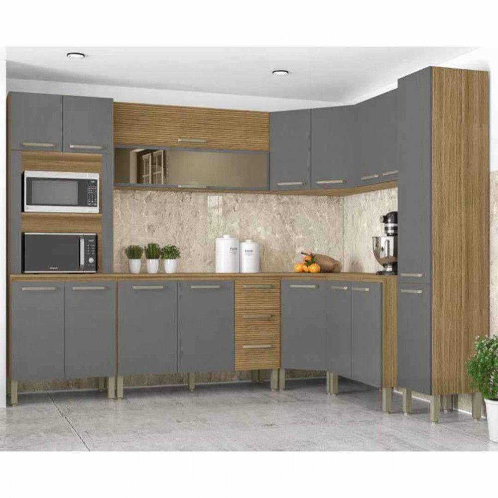 Paneleiro Simples Kits Paraná Ametista 2 Portas Freijo/Gris - 2