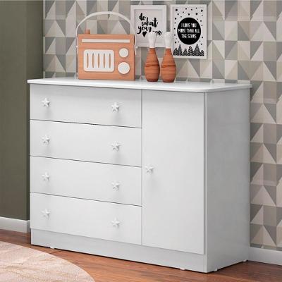 Cômoda Sapateira Camila 4 Gavetas MDP Branco Qmovi 93CM 79,5CM