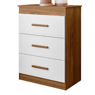 Cômoda Iris 3 Gavetas MDF-MDP Brilhante Nature Branco Peternella Móveis