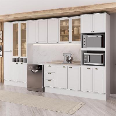 Cozinha Completa com Balcão Milla Pier Lux 17 Portas 3 Gavetas MDF Branco Móveis Carraro