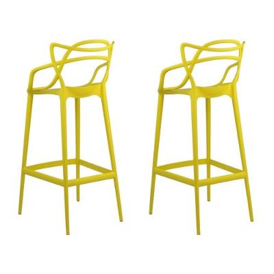 Kit 2 Banquetas Altas Aviv Allegra Solna Plástico Polipropileno Amarelo 109CM Fratini