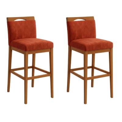 Kit 2 Banquetas Alta Estofada Cozinha Gourmet Assento Suede Encosto Fixo Terracota Online Confort