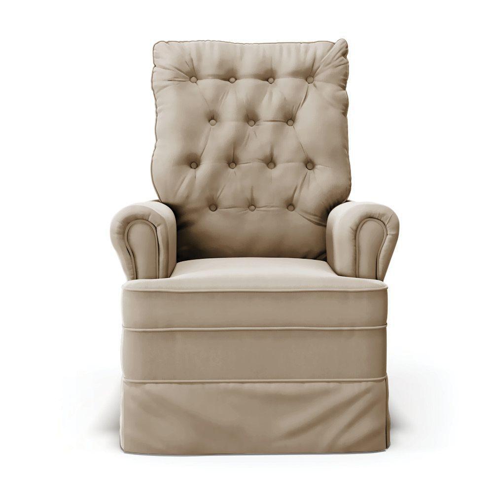 Poltrona De Amamentação Com Balanço E Puff Laura Veludo Base De Madeira - D'rossi Cor Marrom - 7