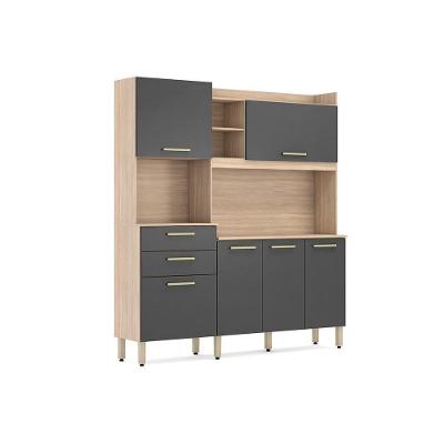 Cozinha Compacta Completa Select 6 Portas 1 Prateleira MDP Avena Grafito Demóbile